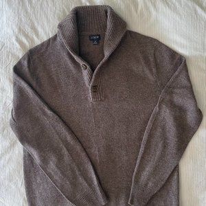 J. Crew Brown Heather Cowl Neck Men's Wool Sweater, Size M